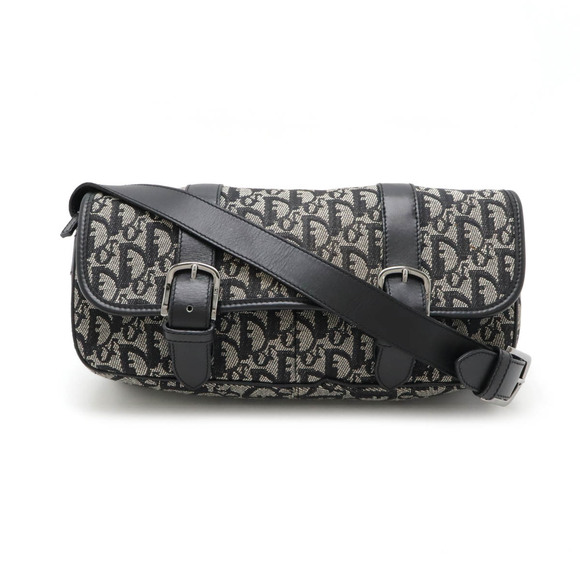 Christian Dior Trotter Crossbody Messenger Canvas Leather Black - Picture 1 of 10